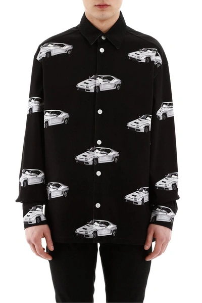 Shop Versace Allover Car Print Shirt In Black