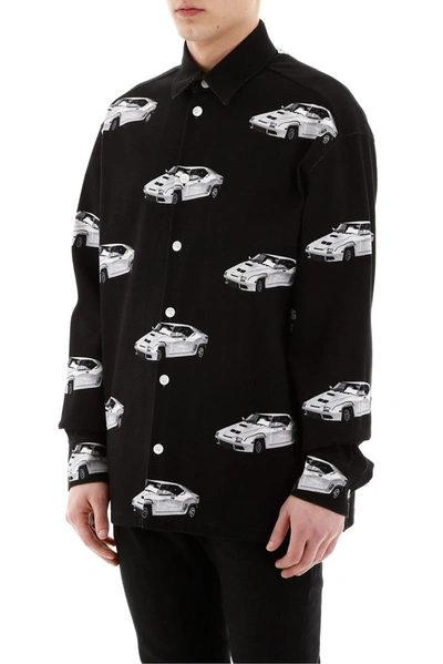 Shop Versace Allover Car Print Shirt In Black