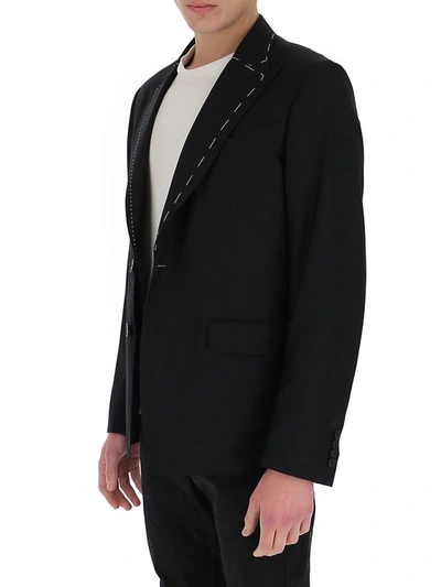 Shop Givenchy Contrast Stiching Slim Fit Jacket In Black