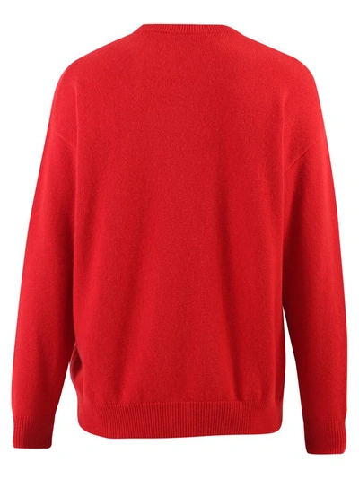 Shop Balenciaga Logo Crewneck Knit Jumper In Red