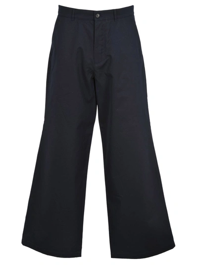 Shop Balenciaga Logo Baggy Pants In Navy