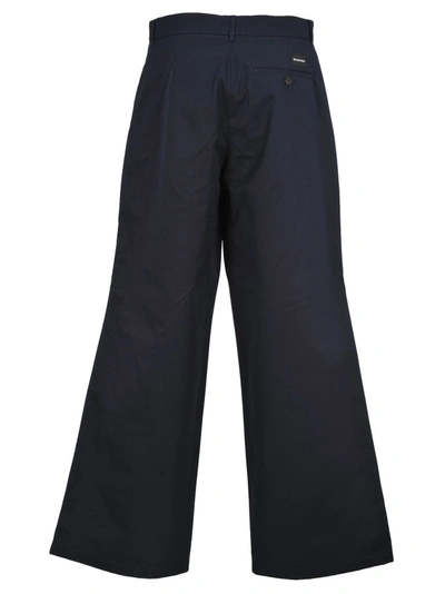 Shop Balenciaga Logo Baggy Pants In Navy