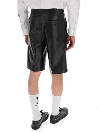 Shop Prada Leather Tailored Shorts In Black