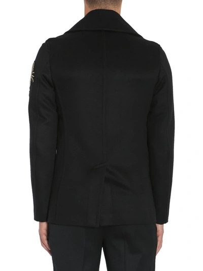 Shop Alexander Mcqueen Double Breasted Coat In Black
