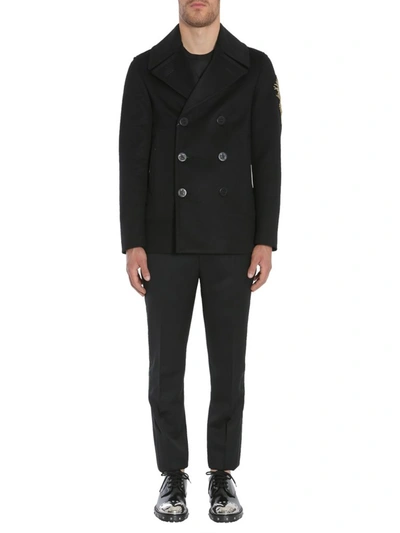 Shop Alexander Mcqueen Double Breasted Coat In Black