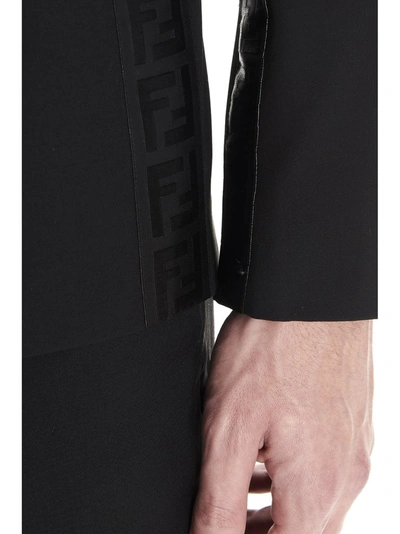 Shop Fendi Logo Tape Blazer In Black