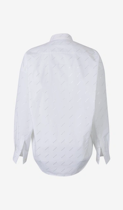 Shop Balenciaga Allover Logo Oversized Shirt In White