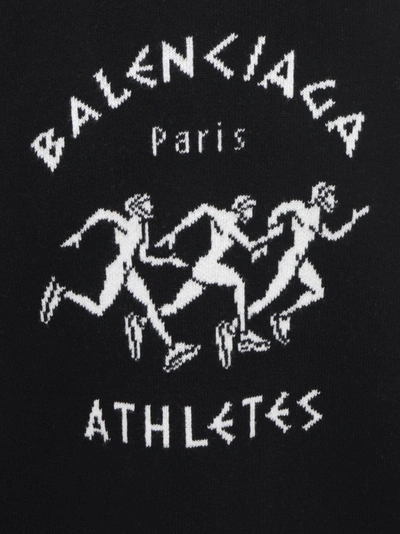 Shop Balenciaga Athletes Intarsia Knit Sweater In Black