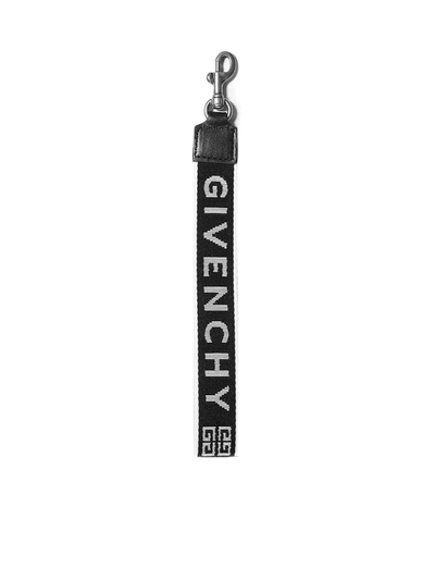 Shop Givenchy 4g Webbing Keyring In Black