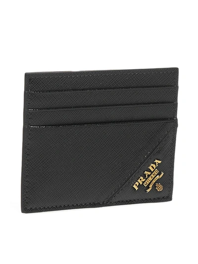Shop Prada Logo Plaque Cardholder In Black