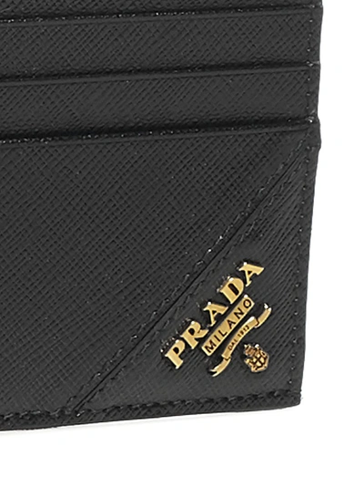 Shop Prada Logo Plaque Cardholder In Black