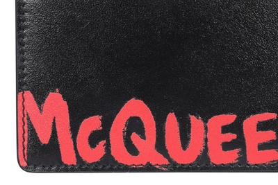 Shop Alexander Mcqueen Graffiti Logo Wallet In Black