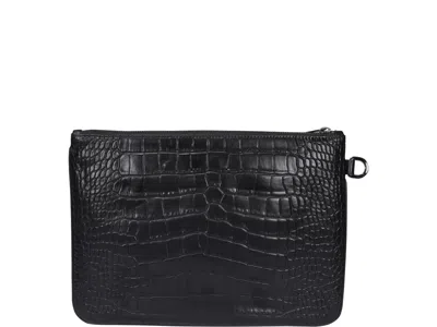 Shop Jimmy Choo Derek Embossed Clutch Bag In Black