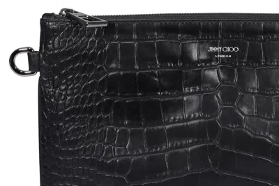 Shop Jimmy Choo Derek Embossed Clutch Bag In Black