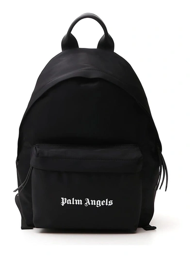 Shop Palm Angels Logo Print Backpack In Black
