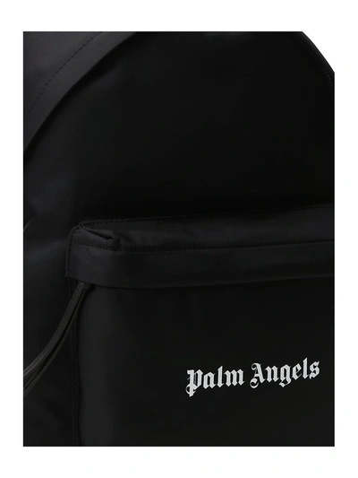 Shop Palm Angels Logo Print Backpack In Black