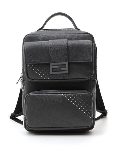Shop Fendi Ff Logo Plaque Backpack In Grey
