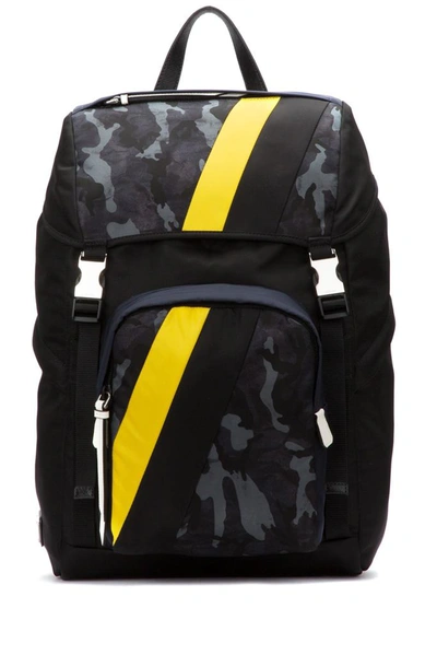 Shop Prada Camouflage Striped Backpack In Multi
