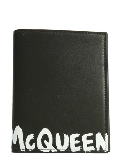 Shop Alexander Mcqueen Graffiti Logo Passport Holder In Black