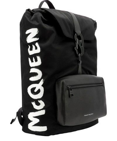 Shop Alexander Mcqueen Graffiti Logo Backpack In Black