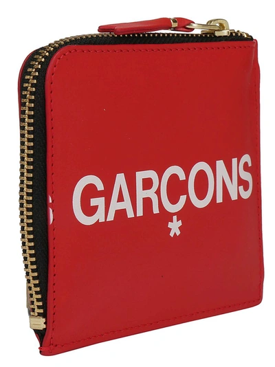 Shop Comme Des Garçons Wallet Zip Around Logo Wallet In Red
