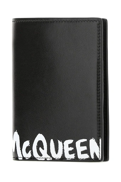 Shop Alexander Mcqueen Graffiti Logo Passport Holder In Black