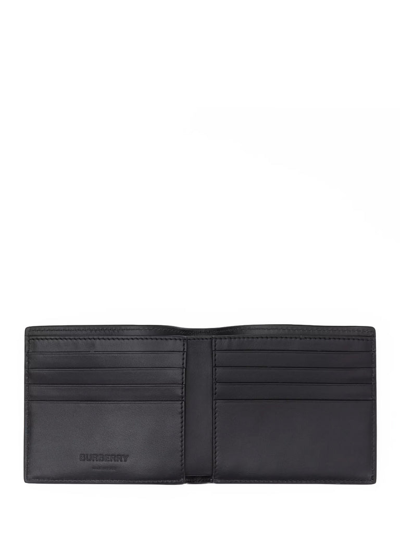 Shop Burberry Logo And Icon Stripe Print Bifold Wallet In Black