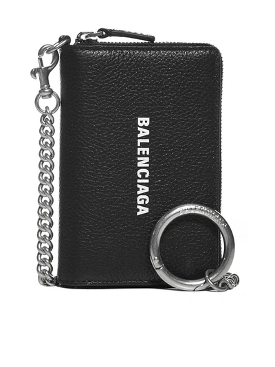 Shop Balenciaga Cash Chain Wallet In Black