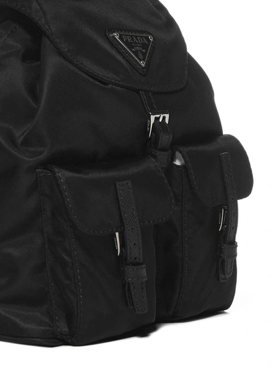 Shop Prada Triangle Logo Mini Backpack In Black