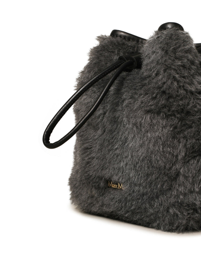 Shop Max Mara Teddy Bucket Bag In Grey