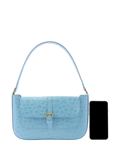 Shop By Far Miranda Embossed Shoulder Bag In Blue