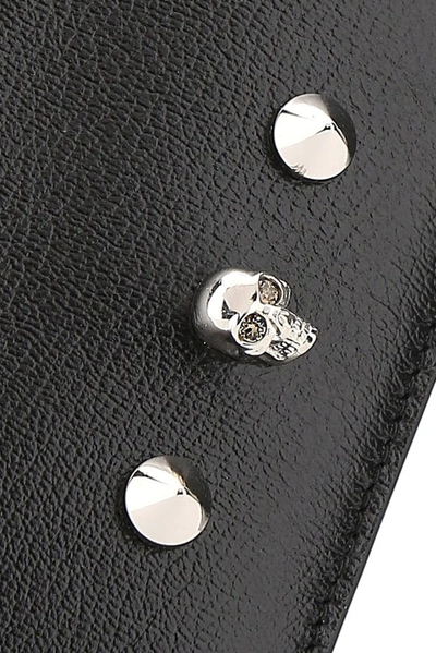 Shop Alexander Mcqueen Skull Embellished Cardholder In Black