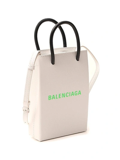 Shop Balenciaga Phone Holder Tote Bag In White