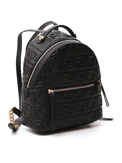 Shop Fendi Ff Logo Embossed Mini Backpack In Black