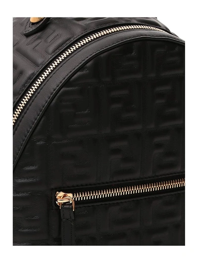 Shop Fendi Ff Logo Embossed Mini Backpack In Black
