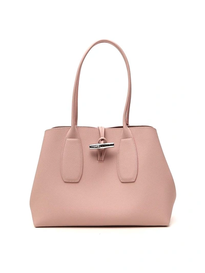 Shop Longchamp Roseau Shoulder Bag In Pink