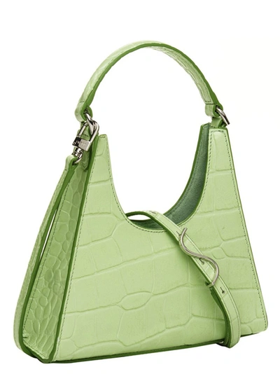 Shop Staud Mini Rey Embossed Tote Bag In Green