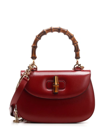 Shop Gucci Bamboo Detail Tote Bag In Red