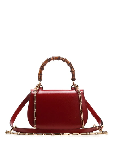 Shop Gucci Bamboo Detail Tote Bag In Red