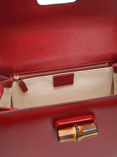 Shop Gucci Bamboo Detail Tote Bag In Red