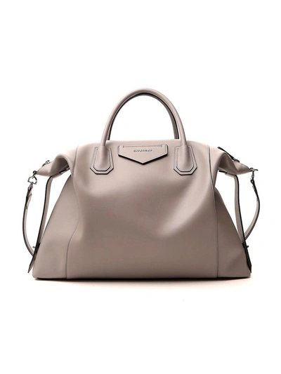 Shop Givenchy Large Antigona Soft Bag In Grey