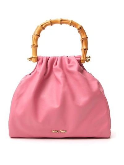 Shop Miu Miu Bamboo Detail Handbag In Pink
