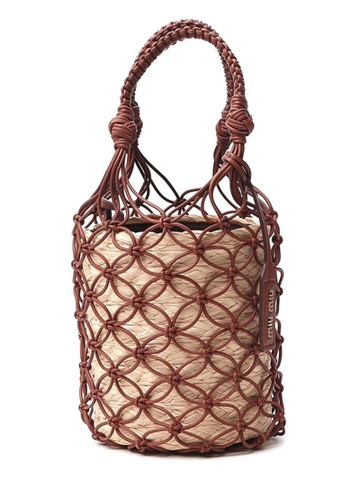 Shop Miu Miu Woven Bucket Bag In Multi