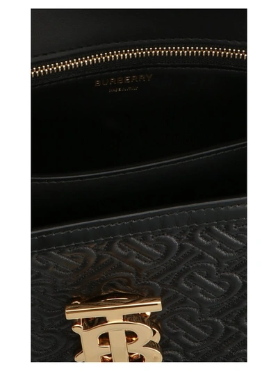 Shop Burberry Monogram Quilted Small Shoulder Bag In Black