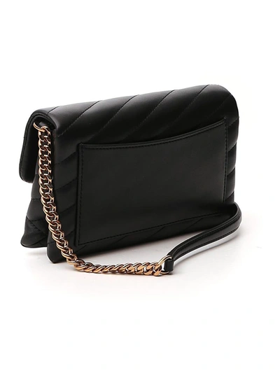 Shop Tory Burch Kira Chevron Chain Wallet In Black