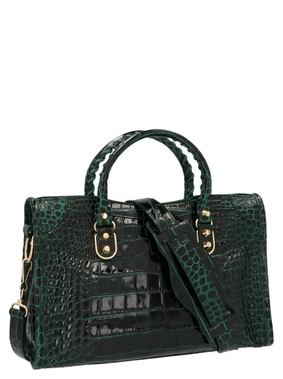 Shop Balenciaga City Small Embossed Tote Bag In Green