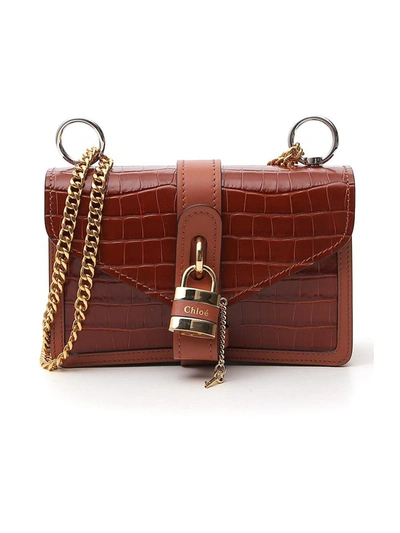 Shop Chloé Aby Chain Shoulder Bag In Brown