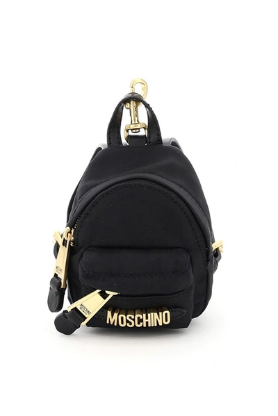 Shop Moschino Logo Lettering Micro Chain Backpack In Black