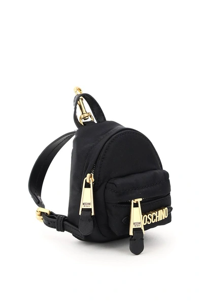 Shop Moschino Logo Lettering Micro Chain Backpack In Black