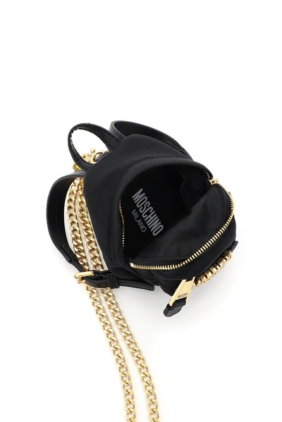 Shop Moschino Logo Lettering Micro Chain Backpack In Black